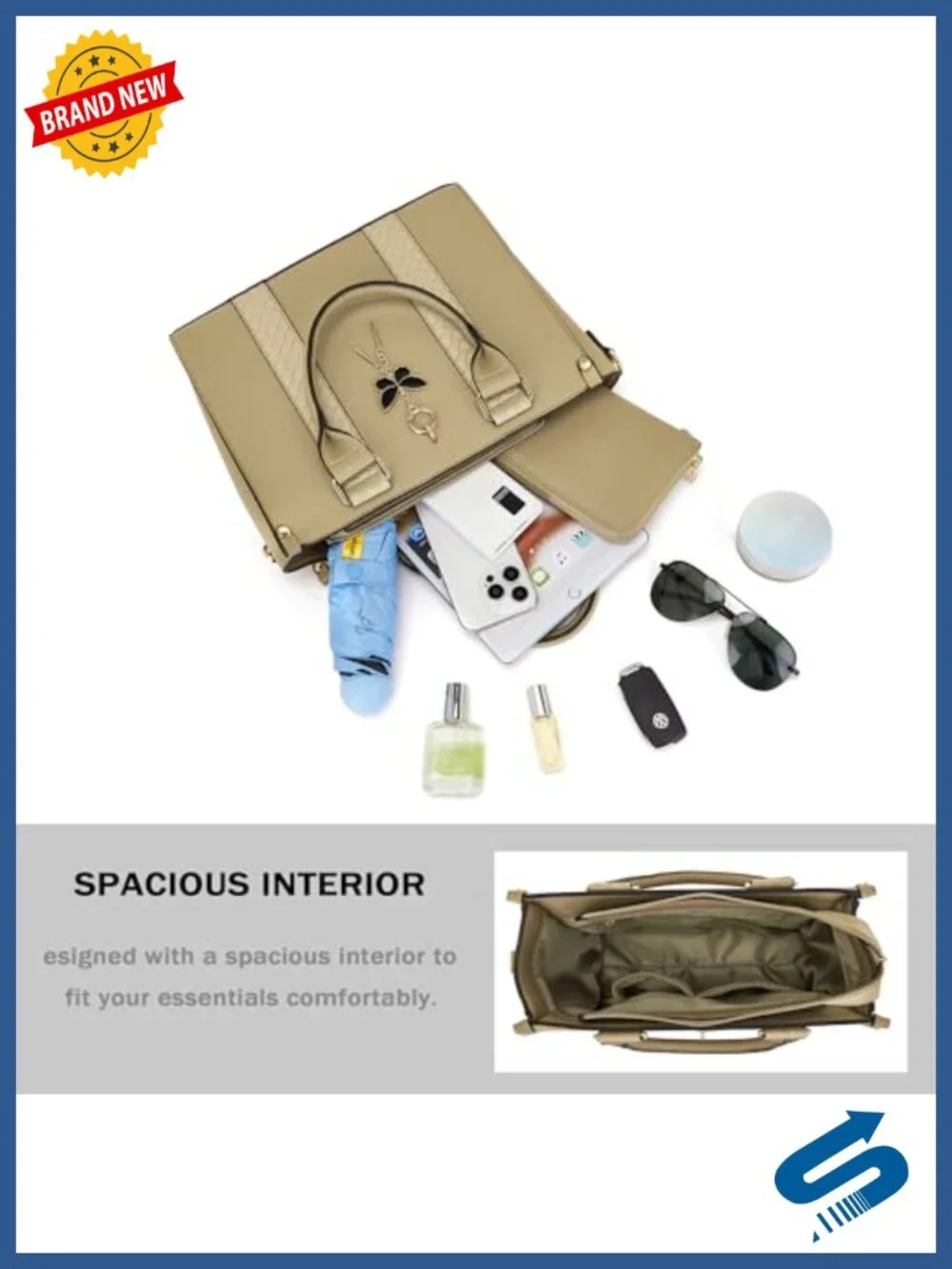 Faux Leather Tote Bag and Matching Wallet Set with Butterfly Pendant, RFID